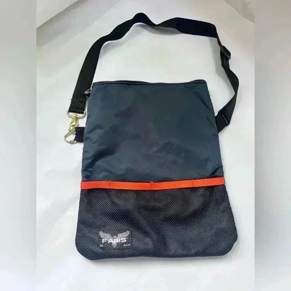 USA FARIS NAVY BLUE ORANGE FOLDOVER MESSENGER BAG
